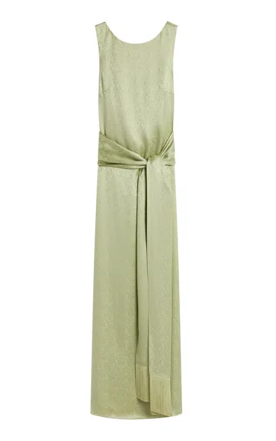 Posse Marcella Open-back Silk-blend Gown In Green