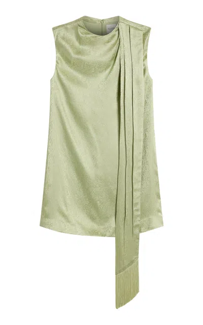 Posse Marcella Scarf-detailed Silk-blend Mini Dress In Green