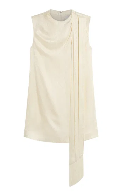 Posse Marcella Scarf-detailed Silk-blend Mini Dress In White