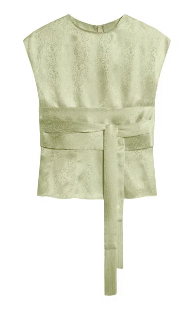Posse Marcella Tie-detail Silk-blend Top In Green