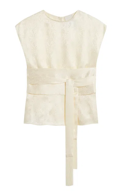 Posse Marcella Tie-detail Silk-blend Top In White