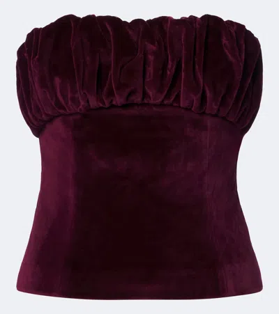 Posse Maria Cotton Velvet Tube Top In Burgundy