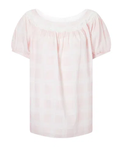 Posse Marilyn Lace-trimmed Checked Cotton Blouse In Pink