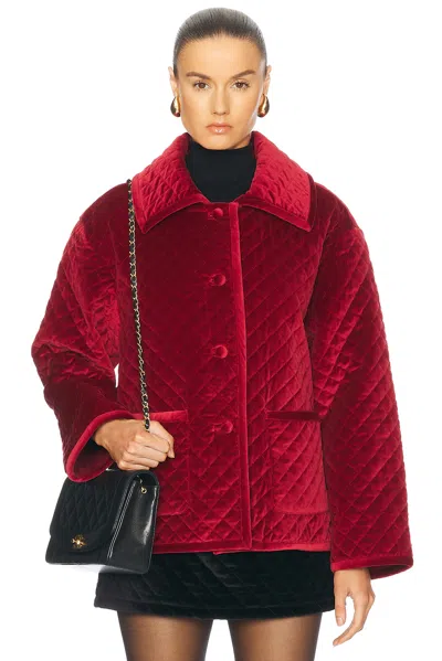 Posse Marley Quilted Cotton Velvet Jacket In Deep Red
