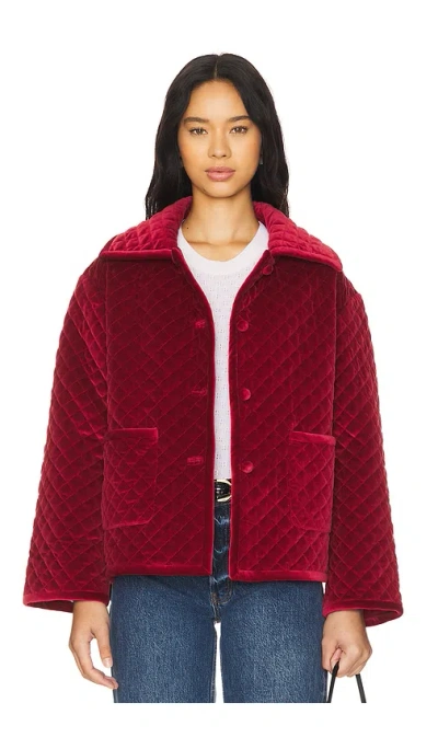 Posse Marley Quilted Cotton Velvet Jacket In Deep Red