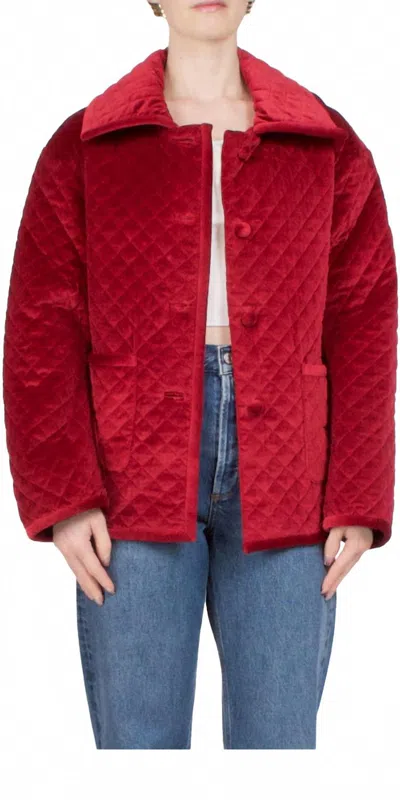 Posse Marley Quilted Cotton Velvet Jacket In Deep Red