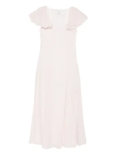 Posse Marlowe Ruffled Polka-dot Cotton-voile Midi Dress In Pink