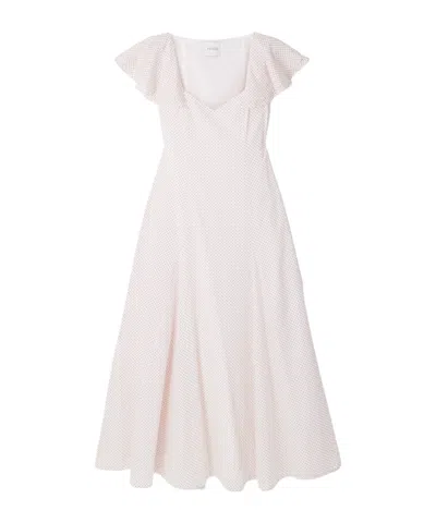 Posse Marlowe Flutter Scoop-neck Midi Dress In White