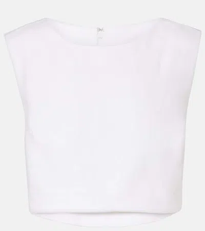 Posse Martina Cropped Linen Top In White