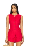 Posse Womens Red Matilda Ruffle-trim Linen Vest In Red