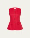 Posse Womens Red Matilda Ruffle-trim Linen Vest In Red
