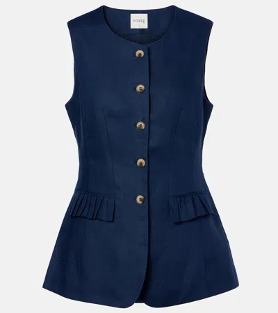 Posse Matilda Linen Vest In Blue