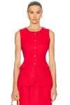 Posse Womens Red Matilda Ruffle-trim Linen Vest In Red