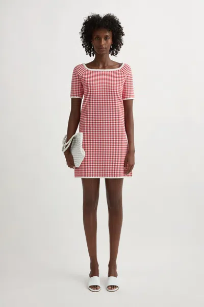 Posse Micah Gingham Stretch Knit Minidress In Pink