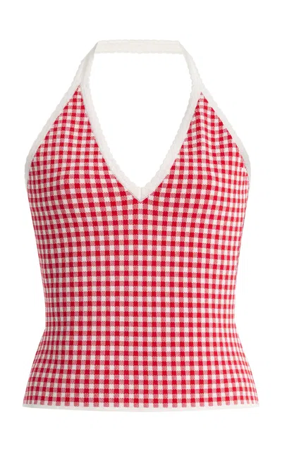 Posse Micah Gingham Knit Halter Top In Multi