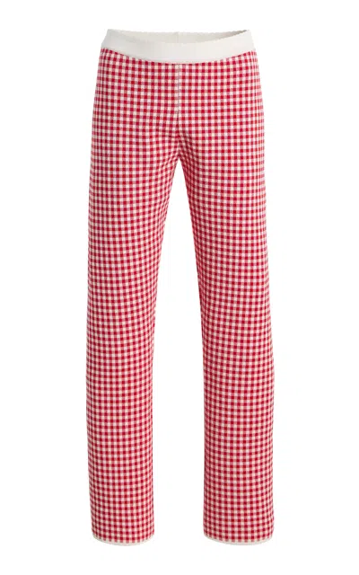 Posse Micah Gingham Knit Pants In Red