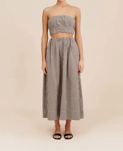 Posse Mira Bandeau Top In Black & Cream Gingham