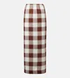 Posse Womens Mira Gingham-print Cotton Maxi Skirt Mocha Gingham Xs In Multi
