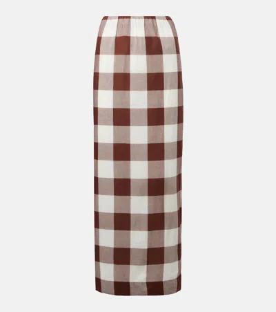 Posse Mira Gingham Cotton Maxi Skirt In Multi
