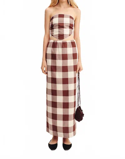 Posse Mira Maxi Skirt In Mocha Gingham In Multi