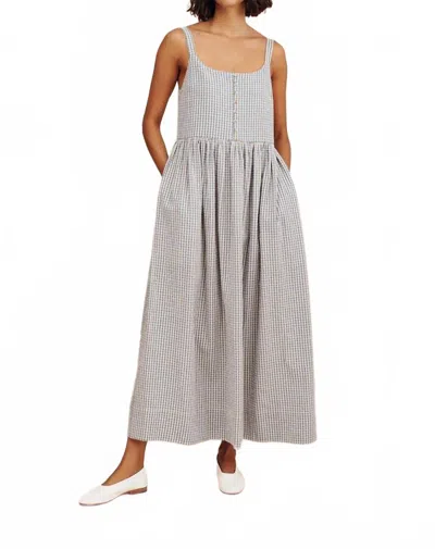 Posse Mira Scoop Neck Dress In Blue/cream Ginham In Gray