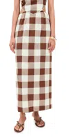 Posse Womens Mira Gingham-print Cotton Maxi Skirt Mocha Gingham Xs In Multi