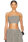 Posse Mira Strapless Crop Top In Gingham Black & Cream