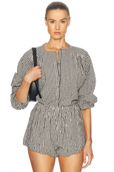 Posse Mira Top In Gingham Black & Cream