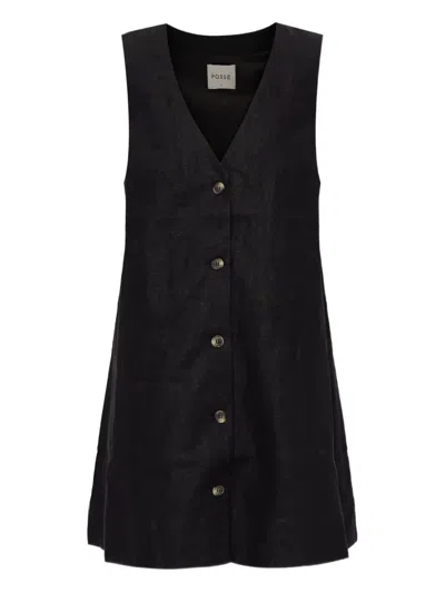 POSSE NANCY BUTTON-UP SLEEVELESS MINI DRESS