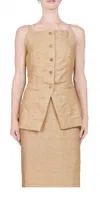 Posse Nancy Gilet Top In Walnut In Gold