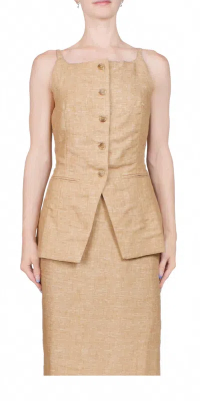 Posse Nancy Gilet Top In Walnut In Gold