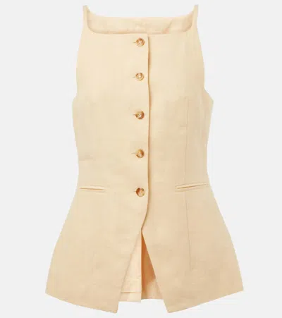 Posse Nancy Linen Top In Yellow