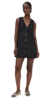Posse Nancy Button-up Sleeveless Mini Dress In Black