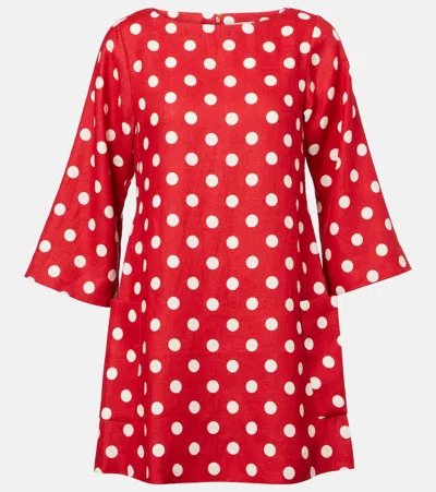 Posse Nina Polka-dot Linen Minidress In Red
