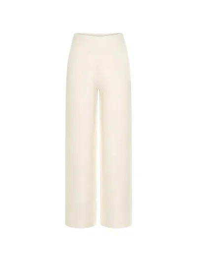 Posse Noelle High-waisted Wide-leg Trousers In White