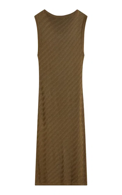 Posse Nyla Striped Knit Midi Dress In Green