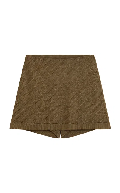 Posse Nyla Striped Knit Mini Skirt In Brown