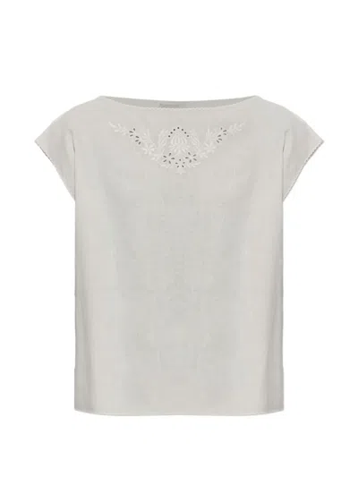Posse Odette Embroidered Blouse In White