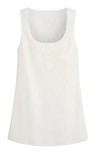 Posse Odette Embroidered Ramie-cotton Mini Dress In White
