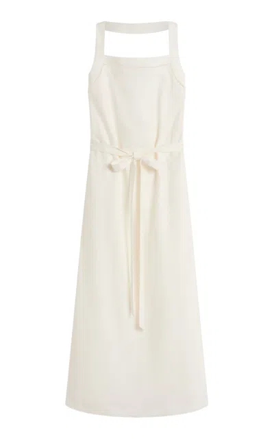 Posse Odette Wrap Ramie-cotton Midi Dress In White