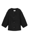 Posse Olivia Flare Linen Button-up Top In Black