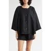 Posse Olivia Flare Linen Button-up Top In Black