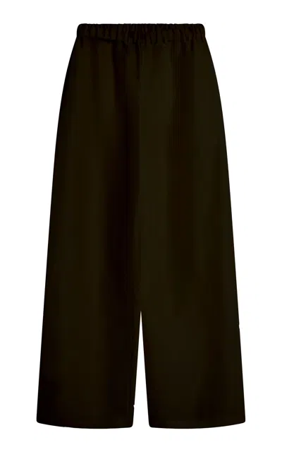 Posse Ollie Mid-rise Wide-leg Linen-silk Pants In Green