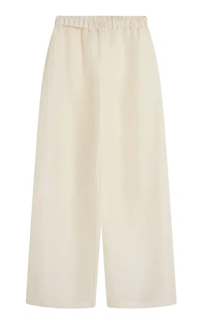 Posse Ollie Mid-rise Wide-leg Linen-silk Pants In Neutral