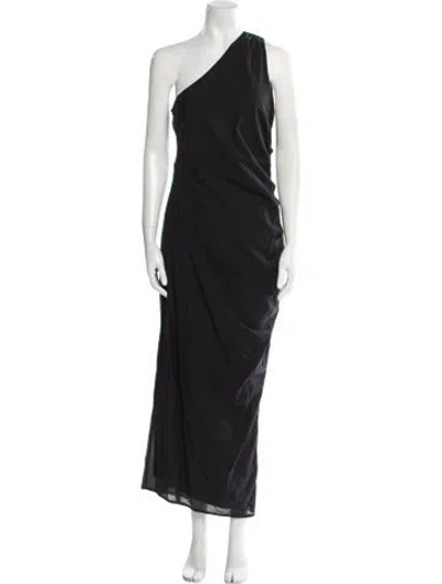 Pre-owned Posse One-shoulder Long Dress In Black