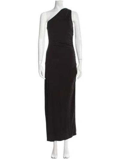 Pre-owned Posse One-shoulder Long Dress In Black