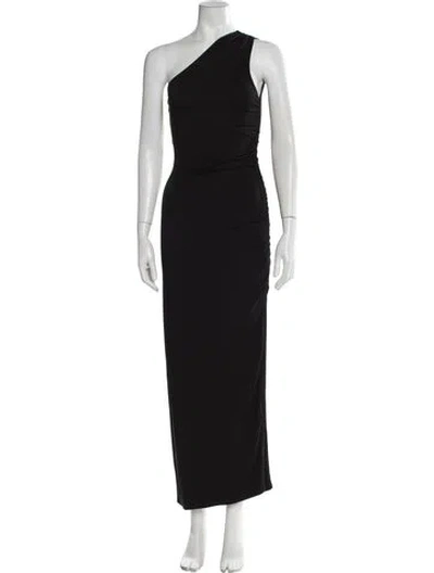 Pre-owned Posse One-shoulder Long Dress In Black