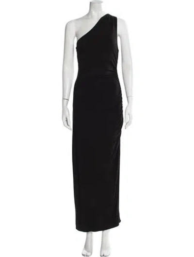 Pre-owned Posse One-shoulder Long Dress In Black