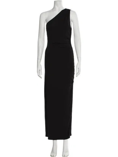 Pre-owned Posse One-shoulder Long Dress In Black
