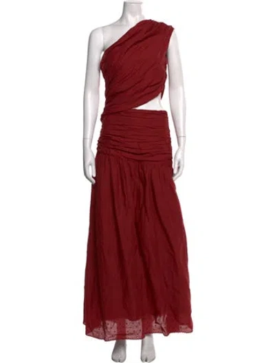 Pre-owned Posse One-shoulder Long Dress In Red